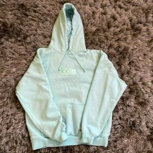 Kith Mykonos 10th anniversary, light torquoise hoodie, size medium